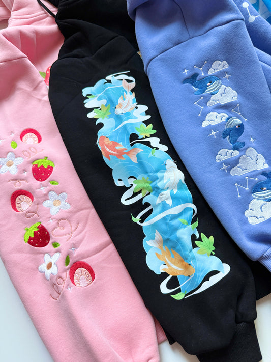 Oversized Embroidered Zip-Up Hoodies