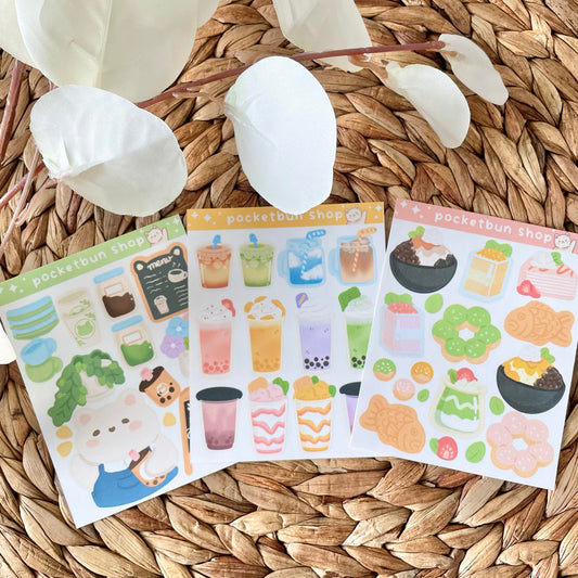 Patreon Sticker Club - Tofu Boba Cafe Sticker Sheets