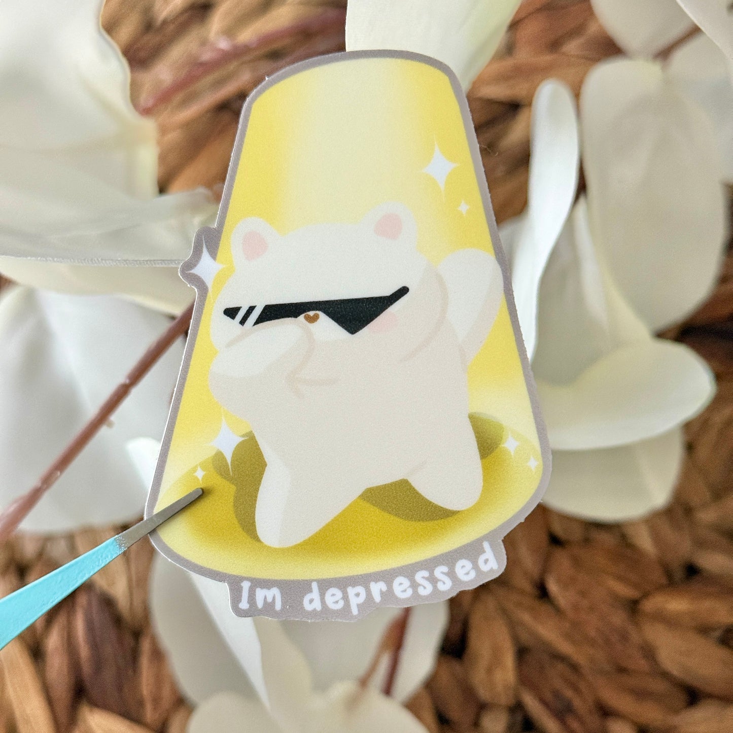 I'm Depressed Tofu Vinyl Sticker