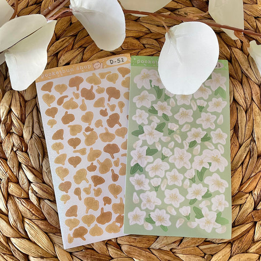 Lily and Gingko Leaves Vinyl Deco Sticker Sheets