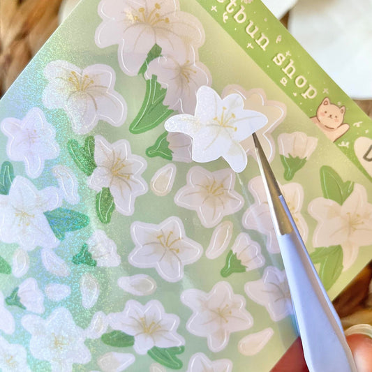 Lily and Gingko Leaves Vinyl Deco Sticker Sheets