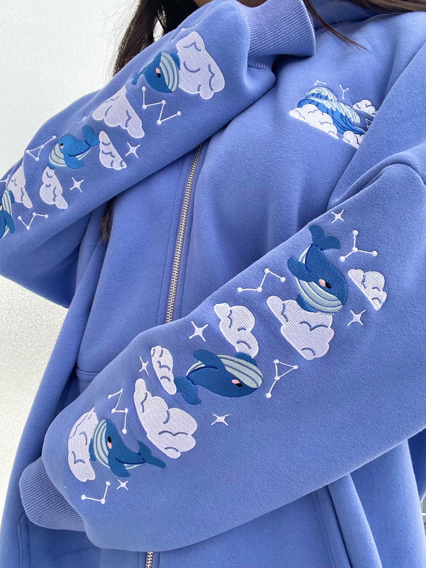 Oversized Embroidered Zip-Up Hoodies