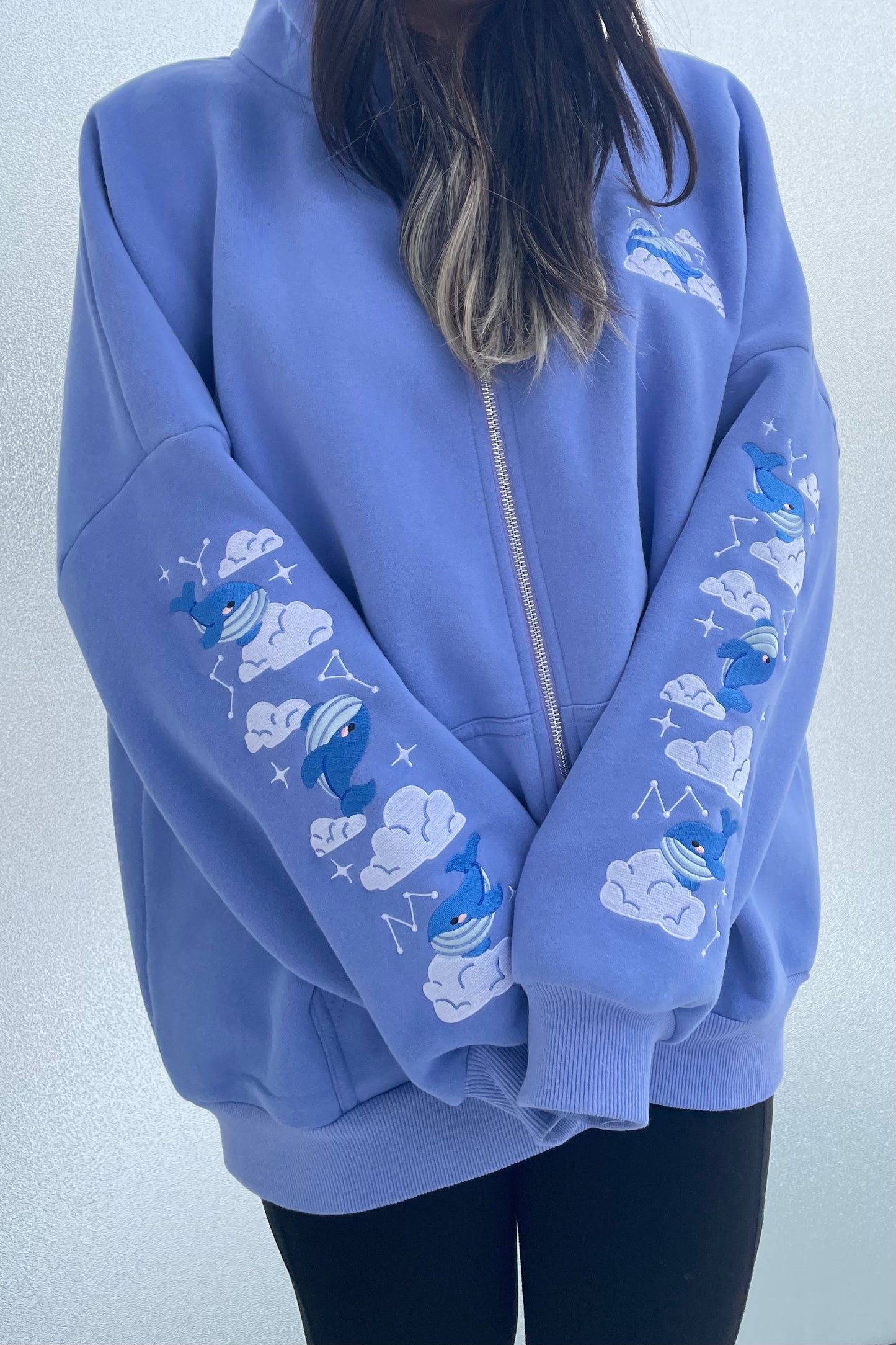 Oversized Embroidered Zip-Up Hoodies