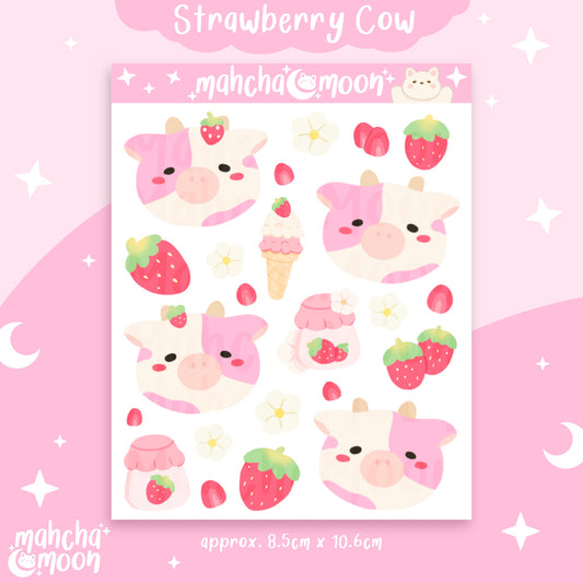 Strawberry Cow Sticker Sheet