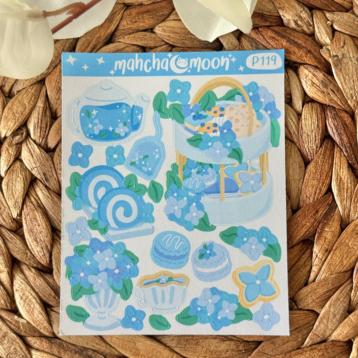 Patreon Sticker Club - High Tea Hydrangea Sticker Sheets