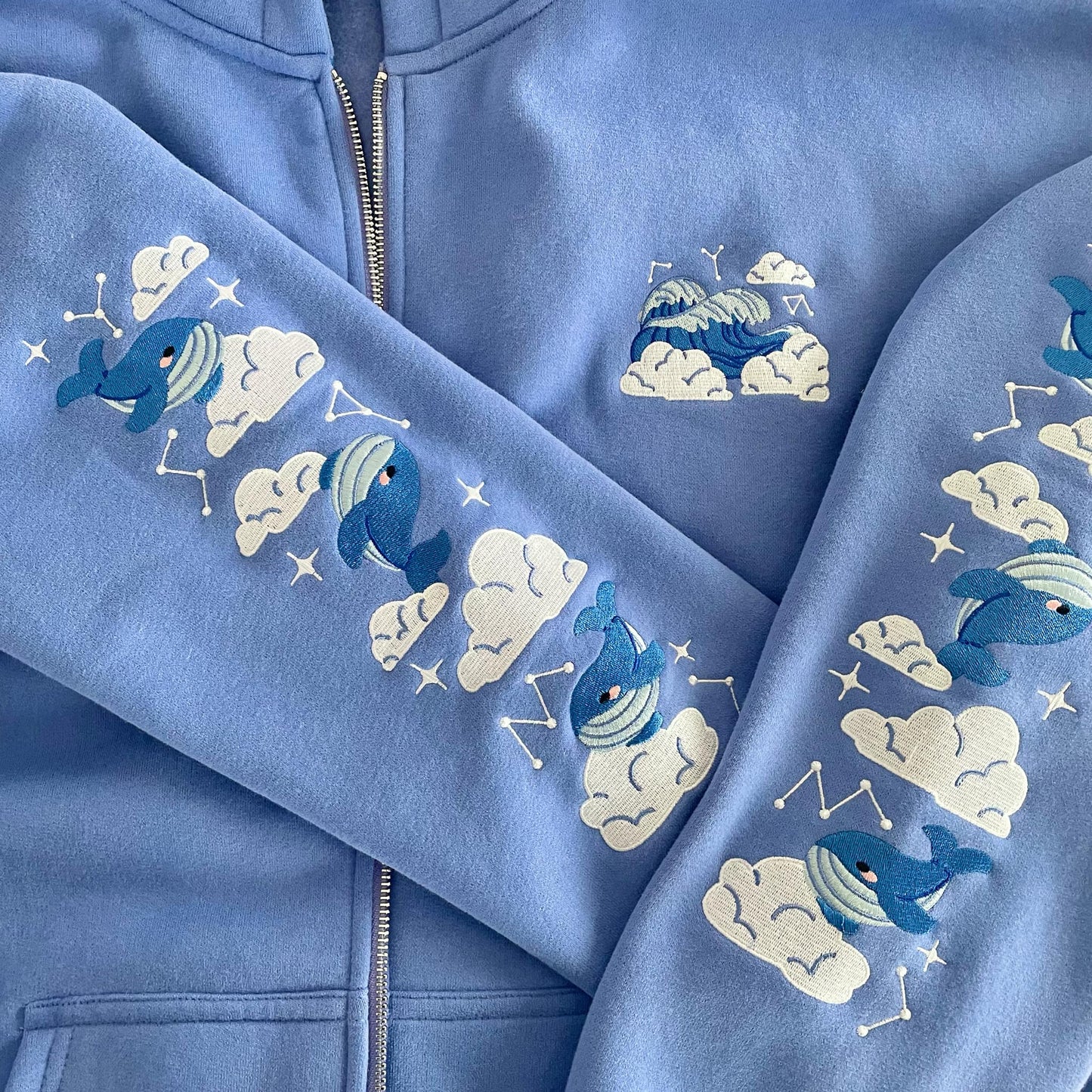 Oversized Embroidered Zip-Up Hoodies