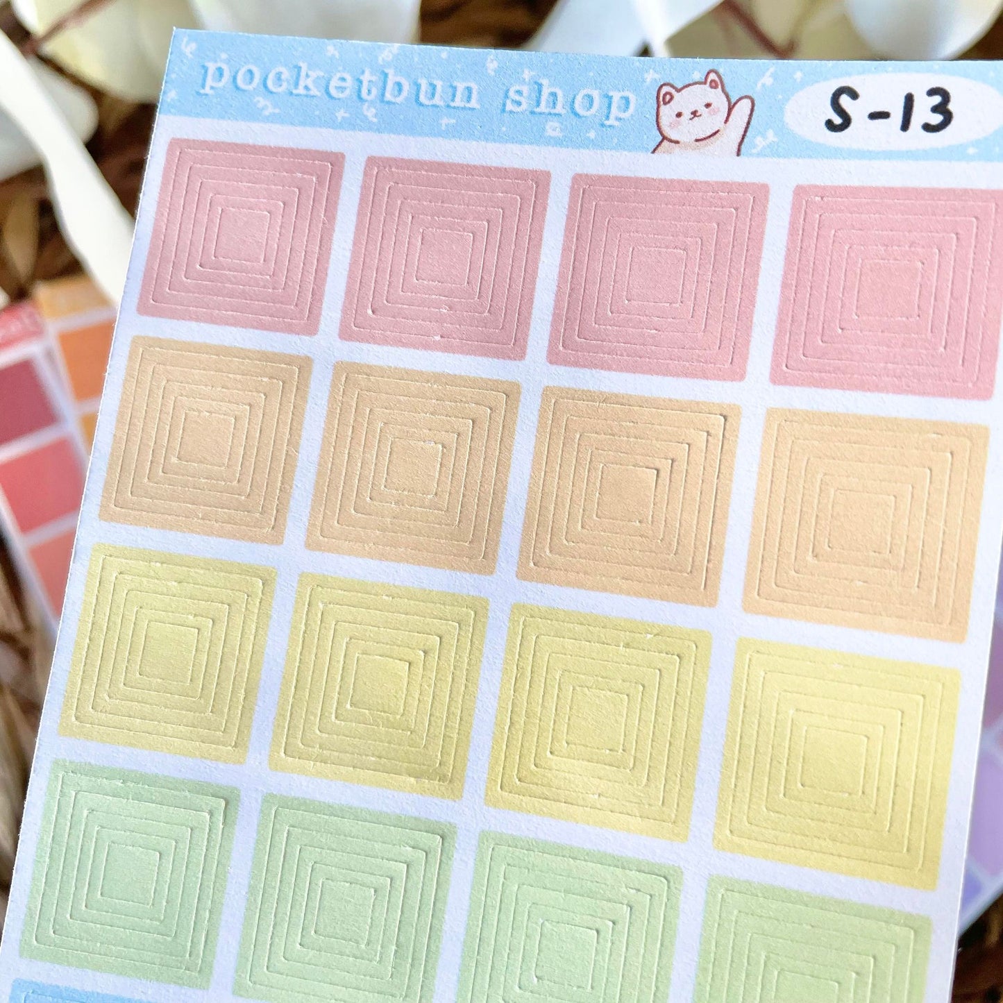 Concentric Square Sticker Sheets