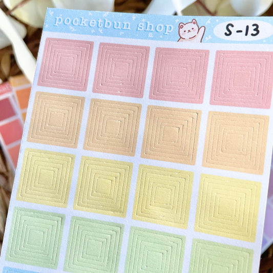 Concentric Square Sticker Sheets