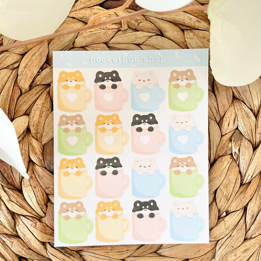 Shiba Mugs Sticker Sheet