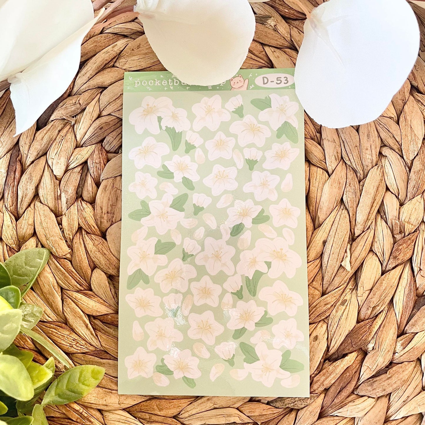 Lily and Gingko Leaves Vinyl Deco Sticker Sheets